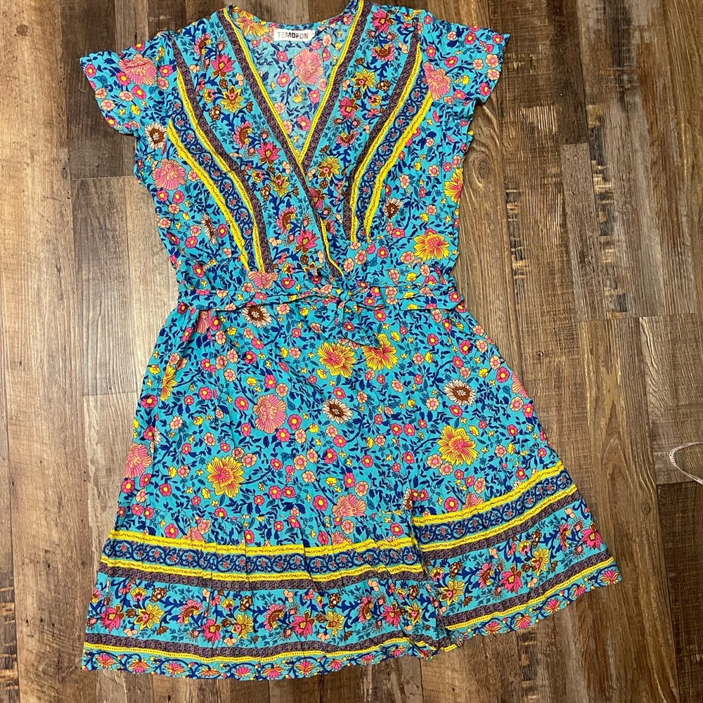 Boho Wrap Dress, size L, NWOT